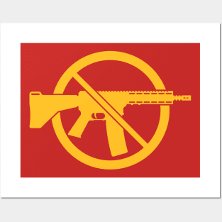 Gun Ban / Prohibition Sign (No Weapons / Peace / Gold) Posters and Art